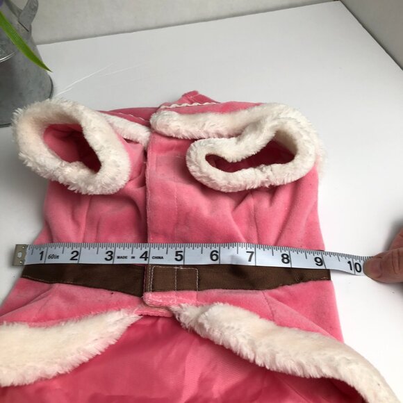 Pet Holiday Pink and White Velvet Dress with Brown Bow - Picture 5 of 8
